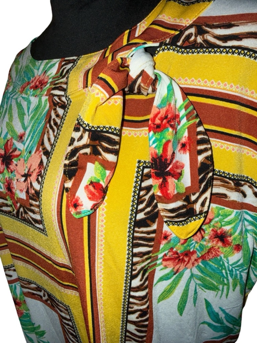 7th Ave by New York & Co Floral Animal Print Patchwork Blouse, Size XL, NWT - Picture 2 of 4